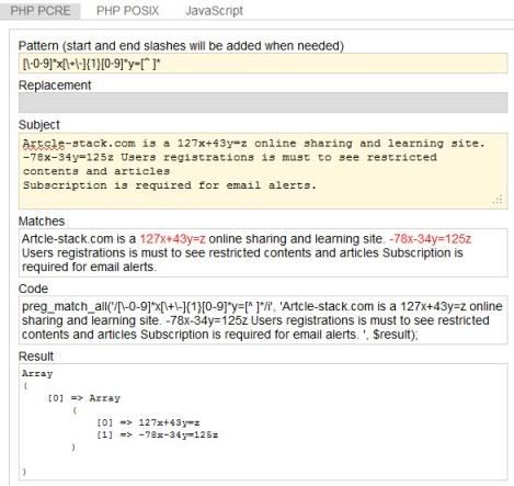 Regular Expression Online tester