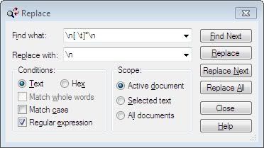 textpad find and replace box