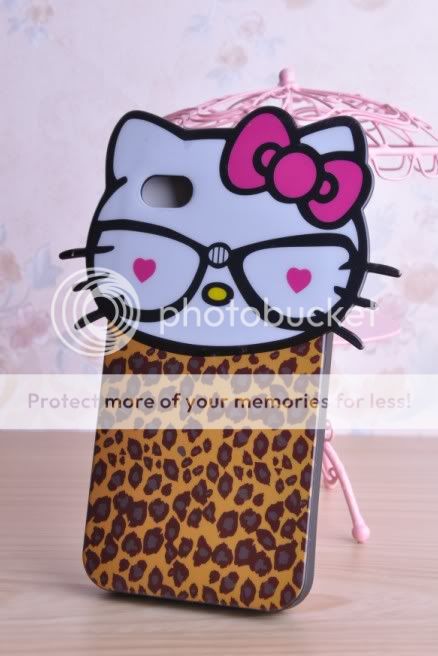 Hello Kitty Full body Leopard pattern Silicon Case Cover for Apple 